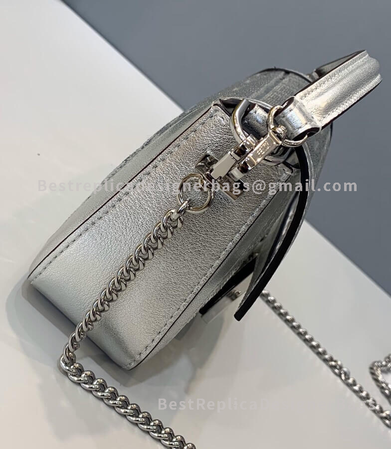 Fendi Baguette Mini Silver Leather Bag SHW 0138S - Best Fendi Replica